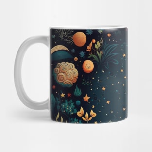 9. Celestial Bohemian Flowers Aesthetic Design Stars Moon Floral Cosmic Pattern Mug